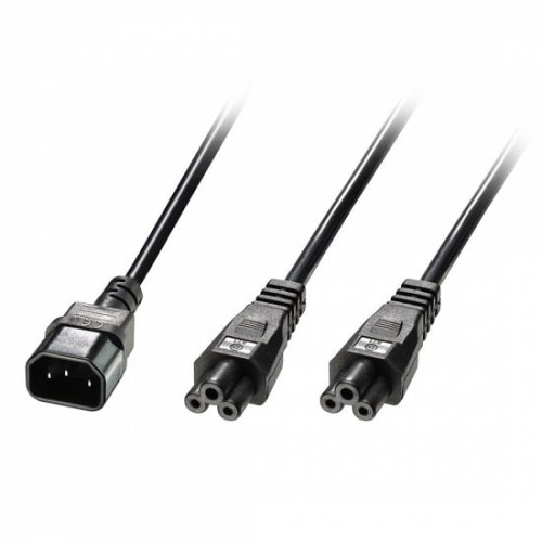 Lindy 2.5m IEC C14 to 2 x IEC C5 Splitter Extension Cable, Black - 30370