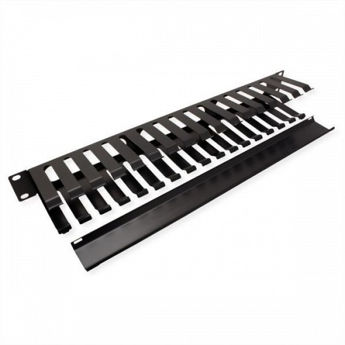 Value 19" Front Panel 1U with Patch channel 40 x 80 mm RAL 9005 black METAL 26.99.0306