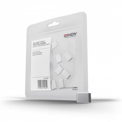 LΙΝDΥ USB Type C Port Blockers (Without Key) - Pack of 10 White 40439