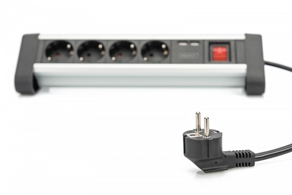 Digitus ΠΟΛΥΠΡΙΖΟ 4 ΘΕΣΕΩΝ ΜΕ ΔΙΑΚΟΠΤΗ/2XUSB 5V/2A DA-70614
