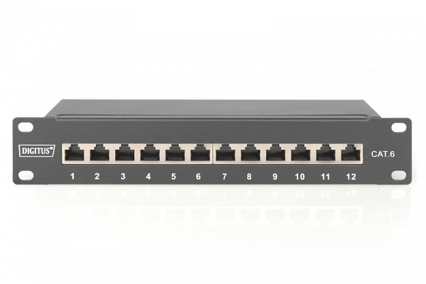 Digitus CAT 6, Class E Patch Panel, shielded, black - DN-91612S