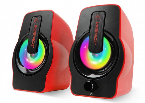 Rampage RMS-G7 FALSETTO 2.0 6 Watt RGB Led Red Multimedia Gaming USB Speaker 30257