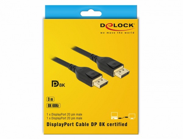 Delock DisplayPort cable 8K 60 Hz 3 m DP 8K certified 85661