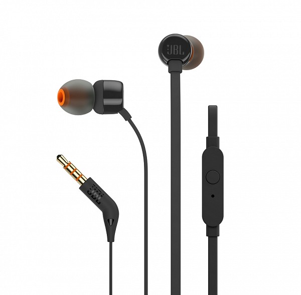 Jbl® T110 InEar Universal Headphones 1-button Mic/Remote Black JBLT110BLK