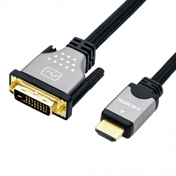 Roline Monitor Cable DVI (24+1) - HDMI Dual Link M/M black /silver 1.5m - 11.04.5876