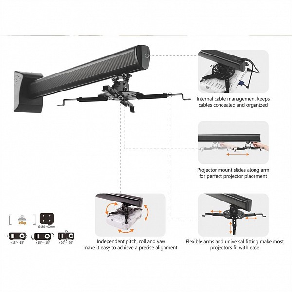 Value Wall Projector Mount Steel/Aluminum 16 kg/82.6 cm - 17.99.1118