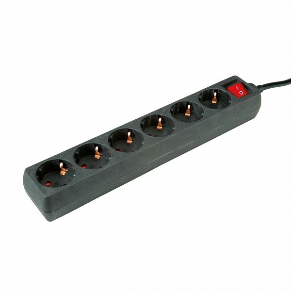 Roline Power Strip 6-way with Switch black 3m - 19.07.1075