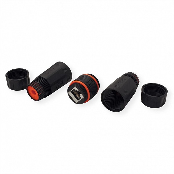 Roline RJ45 Modular Coupler Cat.6A (Class EA) STP Outdoor/Industrial black - 21.99.3007