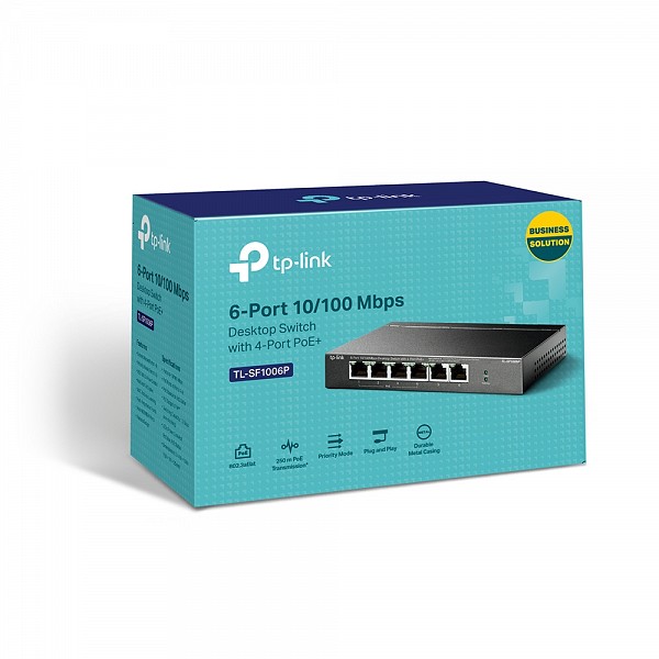Tp-Link 6-Port 10/100Mbps Desktop PoE Switch with 4-Port PoE+ TL-SF1006P v3