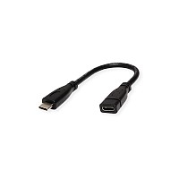 Roline USB 3.2 Gen 2 Type C Cable C-C M/F black 0.15m - 11.02.9015