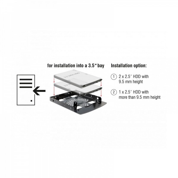 DELOCK FRAME KIT 3.5/2.5 ΓΙΑ 2 HDD ΜΑΥΡΟ 18198