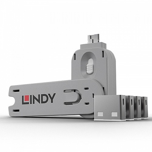 Lindy USB Port Blocker - Pack of 4, Colour Code: White - 40454