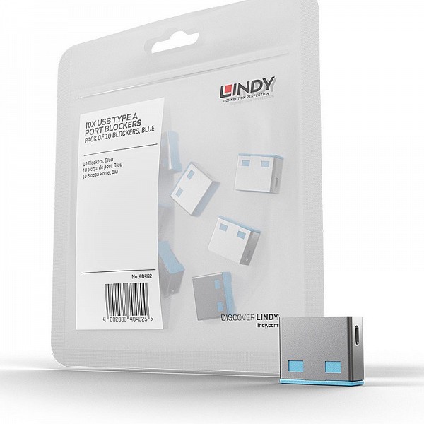 Lindy Port Blocker USB  (without key) Pack of 10 blue 40462