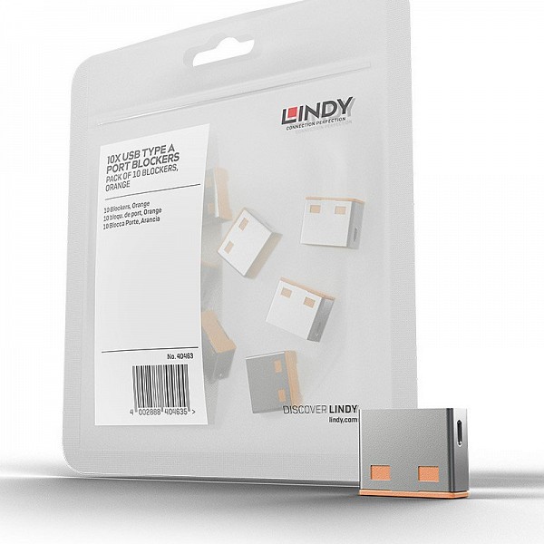 Lindy USB Port Blocker (without key) - Pack of 10 Orange - 40463