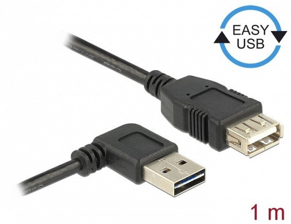 Delock Extension cable EASY-USB 2.0 Type-A male angled left / right > USB 2.0 Type-A female 1m 83551