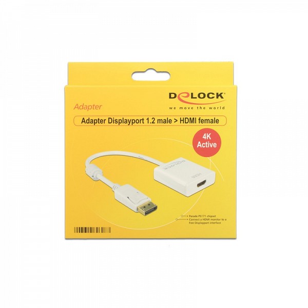 DELOCK ADAPTER DISPLAY PORT M/ HDMI F 4K ACTIVE 62608
