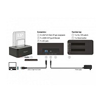 DELOCK SATA STATION 2.5+3.5 USB 3.0 2xHDD Clone Function 62661