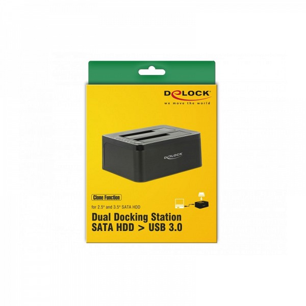 DELOCK SATA STATION 2.5+3.5 USB 3.0 2xHDD Clone Function 62661