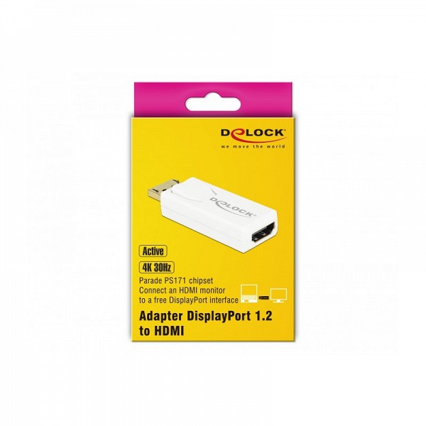 DELOCK ADAPTER DISPLAY PORT M/ HDMI F 4K ACTIVE 65580
