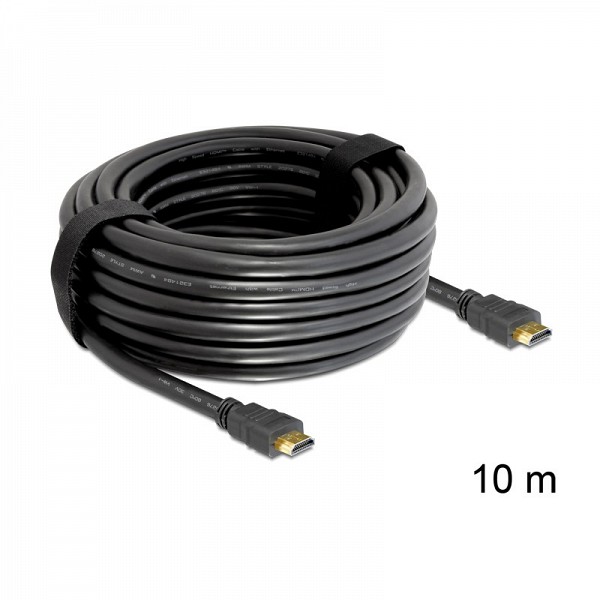 Delock Cable High Speed HDMI with Ethernet – HDMI A male > HDMI A male 10m (4K) - 82709