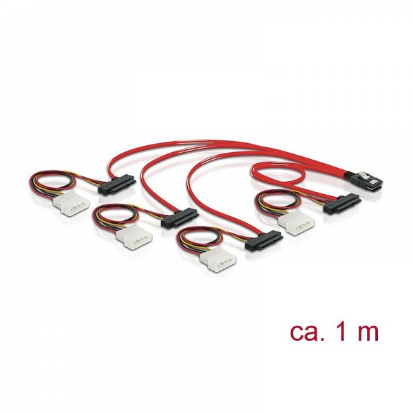 DELOCK SAS SFF 8087 36pin / 4xSFF 8482 29pin 1m 83146