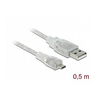 DELOCK USB cable type A-B Micro  V.2.0  0.5m transparent 83897