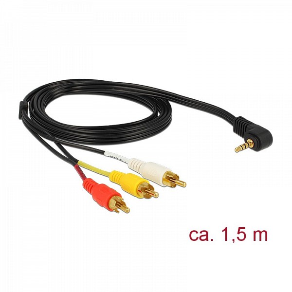 DELOCK 3.5mm AUDIO CABLE 4 pin angled ΣΕ 3X RCA M 1.5m 84504
