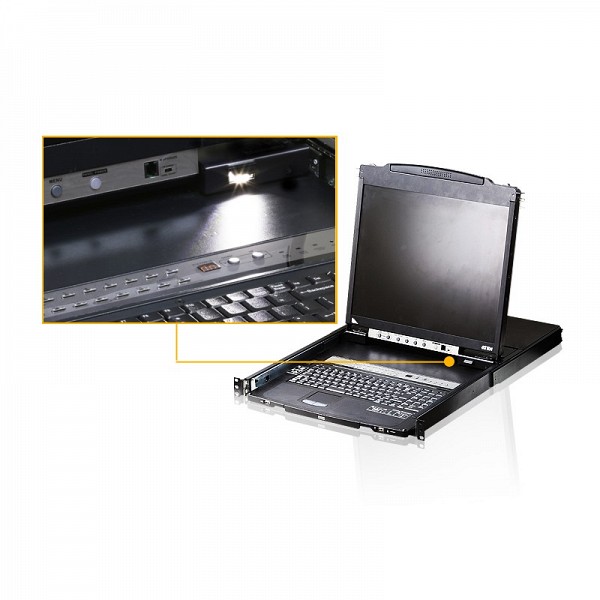 Aten KVM CONSOLE 8 PORT 19  LCD LED Dual Rail CL5808N