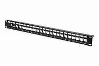 Digitus KEYSTONE PATCHPANEL 1U 24Port (Με Στήριγμα Kαλωδίων και Γείωση) Μαύρο DN-91411