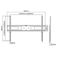 Brateck Επιτοίχια Βάση TV Βαρέως Τύπου 60-100 MAXVESA:900x600 75kg LP42-69F