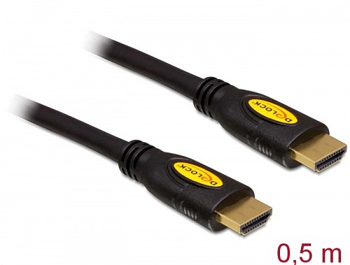 Delock Καλώδιο High Speed HDMI με Ethernet - Αρσενικό HDMI-A > Αρσενικό HDMI-A 4K 0.5m 83737