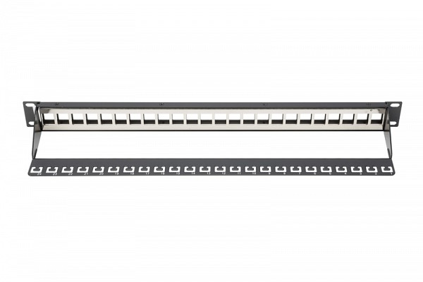 Digitus KEYSTONE PATCHPANEL 1U 24Port (Με Στήριγμα Kαλωδίων και Γείωση) Μαύρο DN-91411