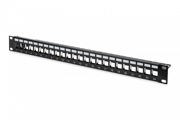 Digitus KEYSTONE PATCHPANEL 1U 24Port (Με Στήριγμα Kαλωδίων και Γείωση) Μαύρο DN-91411