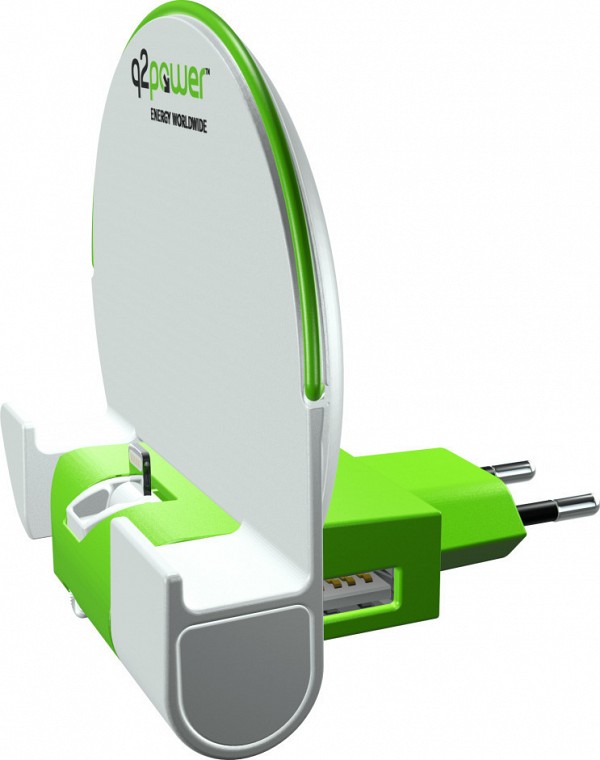 Q2power Lightning Charging Station plus Power Bank 2.4Α (Λευκό/Πράσινο) 3.200130