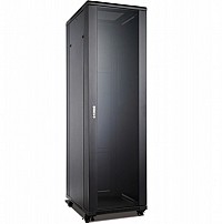 Safewell® Επιδαπέδια Καμπίνα RACK 42U Π60/Β80 Μαύρη 800kg ΔΙΑΤΡΗΤΗ ΠΡΟΣΘΙΑ ΠΟΡΤΑ SNB6842IK