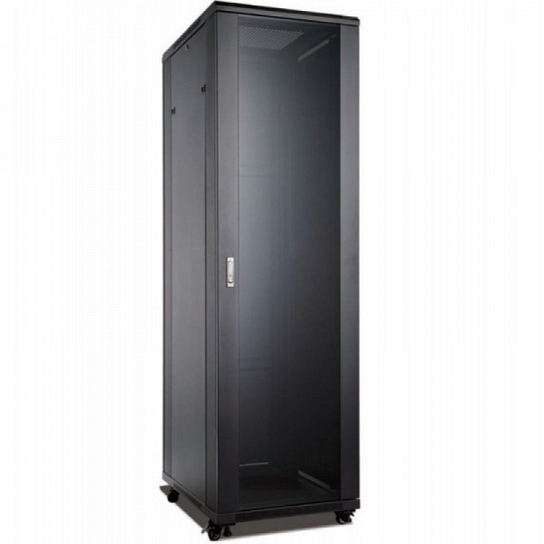 Safewell® Επιδαπέδια Καμπίνα RACK 47U Π60/Β80 Μαύρη 800kg ΔΙΑΤΡΗΤΗ ΠΡΟΣΘΙΑ ΠΟΡΤΑ SNB6847IK