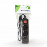 Energenie UPS Power Strip 3 Schuko Sockets fused switch 16 A C14 plug 0.6m Cable Black EG-PSU3-01