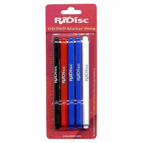 RIDISC CD/DVD MARKER PENS-Pack 4 Pens + Eraser Pen 2mm