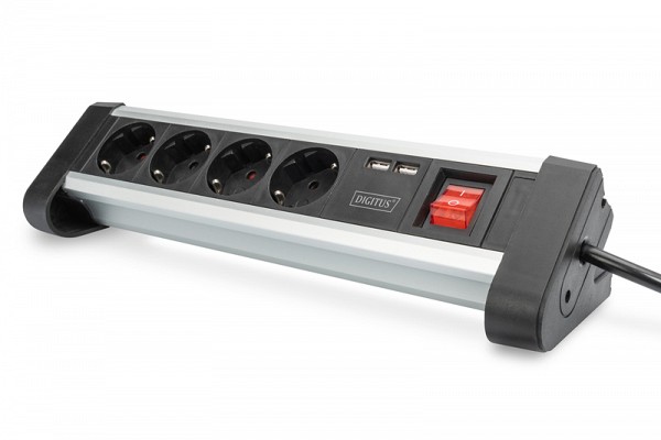 Digitus ΠΟΛΥΠΡΙΖΟ 4 ΘΕΣΕΩΝ ΜΕ ΔΙΑΚΟΠΤΗ/2XUSB 5V/2A DA-70614