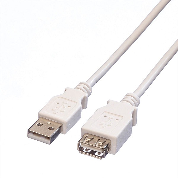 VALUE USB 2.0 Cable, A - A, M/F, white, 1.8 m - 11.99.8949