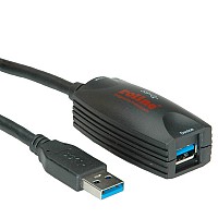 ROLINE USB 3.2 Gen 1 Active Repeater Cable, black, 5 m - 12.04.1096
