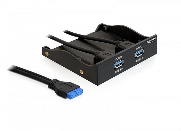 DELOCK Panel 3.5" & 5.25" 2 Port Usb 3.0 Header 19 Pin 61896