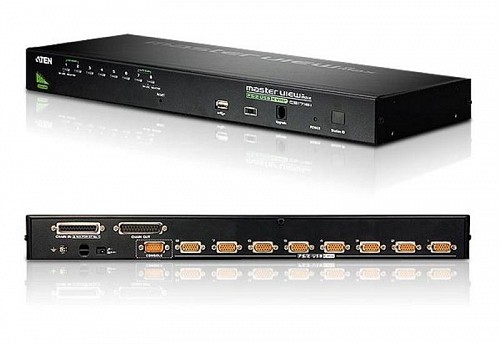 Aten 8-Port PS/2-USB VGA KVM Switch with Daisy-Chain Port and USB Peripheral Support CS1708A