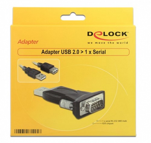 Delock Adapter USB 2.0 Type-A > 1 x Serial DB9 RS-232 - 61425
