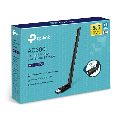 TP-Link AC600 High Gain Wireless Dual Band USB Adapter Archer T2U Plus v1.0