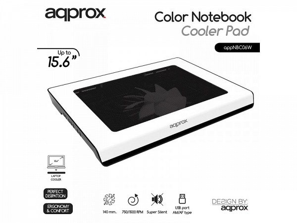 APPROX NOTEBOOK COOLING 14cm FAN-LED-USB ΑΣΠΡΟ NBC06W